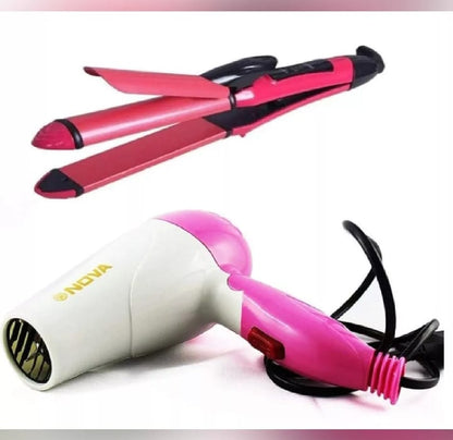 Nova Combo Of Hair Dryer And 2 in 1 Curler And Straightener