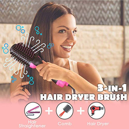 Hot Air Brush 3 In 1 One Step Hair Dryer & Volumizer Negative Ion Hair Dryer Brush Hot Air Blow Dry Brush