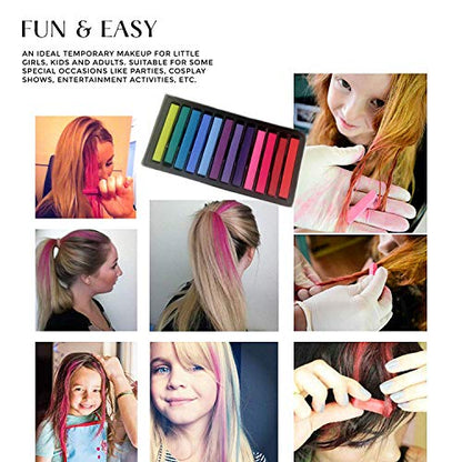 Hair Colouring Temporary Hair Chalk Non-Toxic Packs of 12