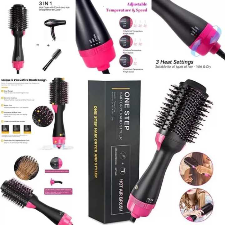 Hot Air Brush 3 In 1 One Step Hair Dryer & Volumizer Negative Ion Hair Dryer Brush Hot Air Blow Dry Brush