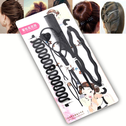 16 PCS Professional Comb Set Black Braids Tools with Zig Zag Pony Tail Makers Professional Braids Tools Hair Styling Kits For Women Hair Accessories