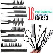 16 PCS Professional Comb Set Black Braids Tools with Zig Zag Pony Tail Makers Professional Braids Tools Hair Styling Kits For Women Hair Accessories