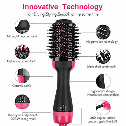 Hot Air Brush 3 In 1 One Step Hair Dryer & Volumizer Negative Ion Hair Dryer Brush Hot Air Blow Dry Brush